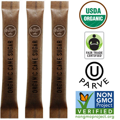 USDA Organic / Fair Trade / Non-GMO / Kosher – Cane Sugar Sticks